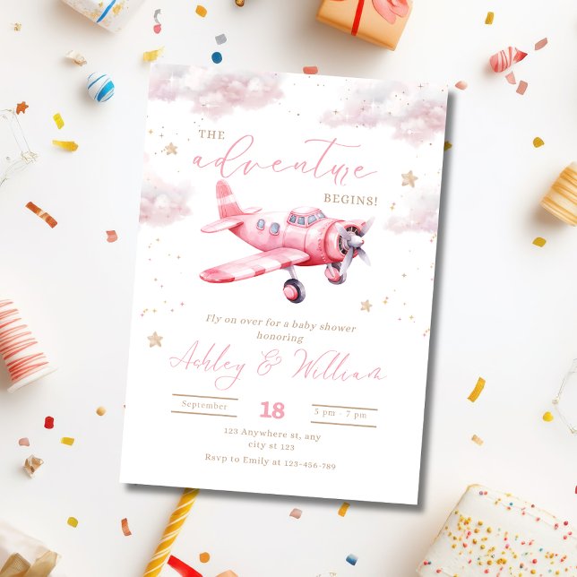 Invitación Airplane Baby Shower Invitation, Girl Baby Shower (Subido por el creador)