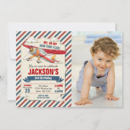 Invitación Airplane Birthday Photo Invitation / Time Flies
