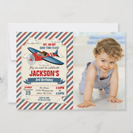 Invitación Airplane Birthday Photo Invitation | Time Flies