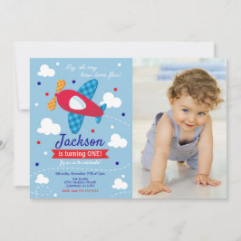 Invitación Airplane Birthday Photo Invitation / Time Flies