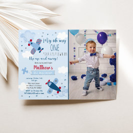 Invitación Airplane Clouds Boy First Birthday