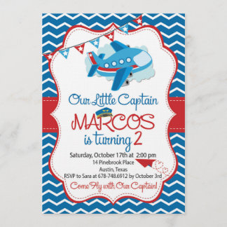 Invitación Airplane theme birthday invitation for boys
