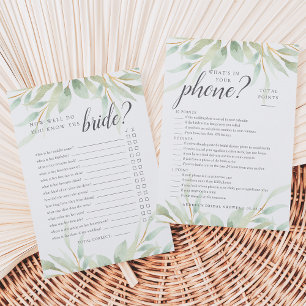 Invitación Airy Botanical Double-Sided Bridal Shower Game