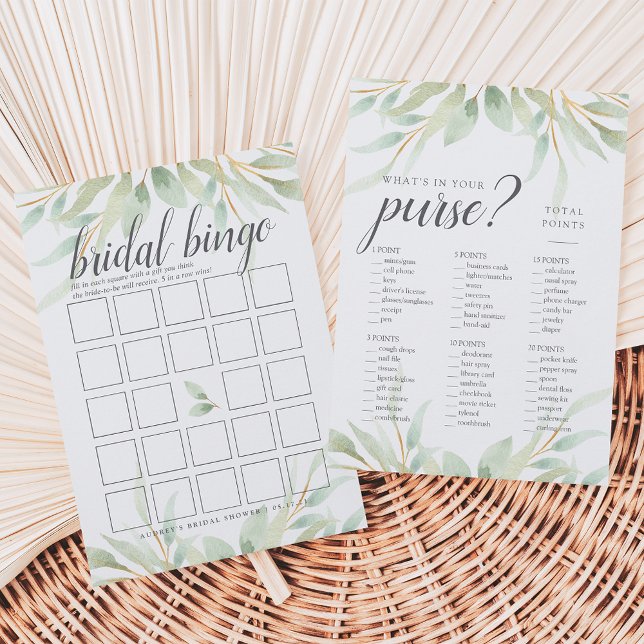 Invitación Airy Botanical Double-Sided Bridal Shower Game (Subido por el creador)