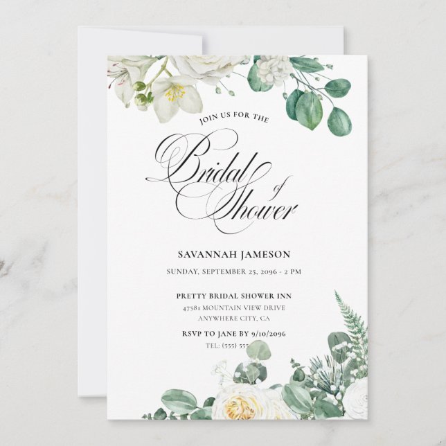 Invitación Airy Eucalyptus Greenery Boho Rustic Bridal Shower (Anverso)