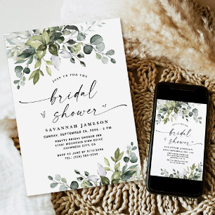Invitación Airy Eucalyptus Greenery Boho Rustic Bridal Shower