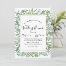 Invitación Airy Greenery & Gold Leaf Boda Brunch