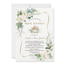 Airy Greenery White Flowers Gold Bridal Shower