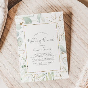 Invitación Airy Greenery y Gold Leaf Boda Brunch