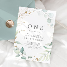 Airy Greenery y Gold Leaf First Birday Party