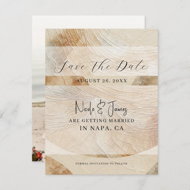 Invitación Airy Neutral Natural Element Boho Save the Date (Anverso / Reverso)
