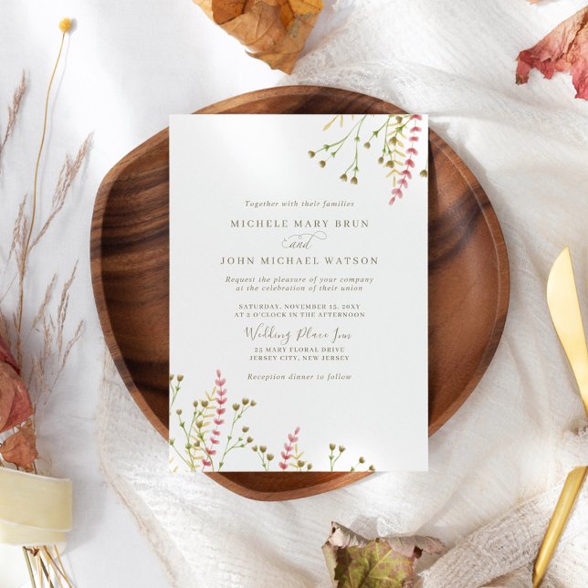 Invitación Airy Watercolor Wildflowers Boho Simple Boda (Subido por el creador)