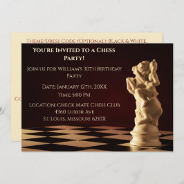 Invitación Ajedrez Knight Fiesta de cumpleaños 30 Red Oscura