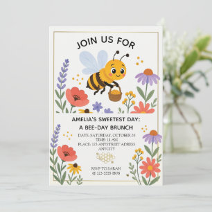 Invitación Ajetreada Abeja Pequeña en un Jardín Florido