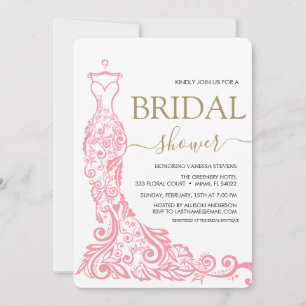 Invitación Ajuar de baño de novia de color rosa pálido