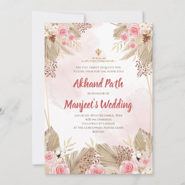 Invitación Akhand Path digital y path del Sukhmani Sahib (Anverso)