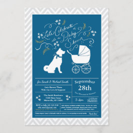 Invitación Akita Dog Baby Shower Boy Blue