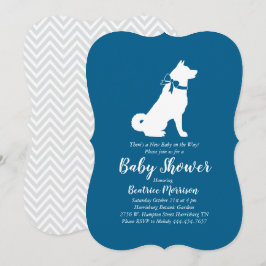 Invitación Akita Dog Baby Shower Boy Blue