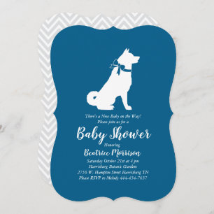 Invitación Akita Dog Baby Shower Boy Blue