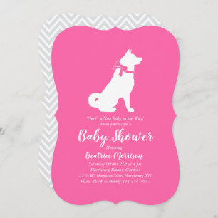 Invitación Akita Dog Chica Baby Shower Pink