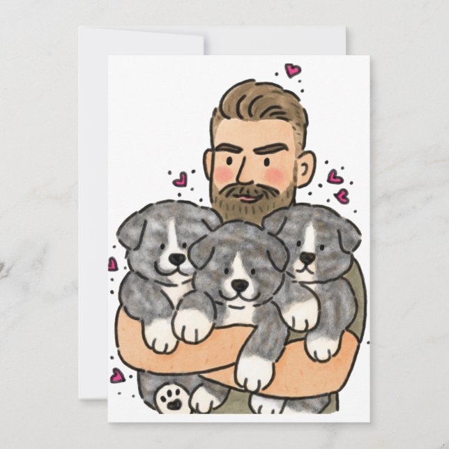 Invitación Akita Inu Japonés Atigrado (Anverso)