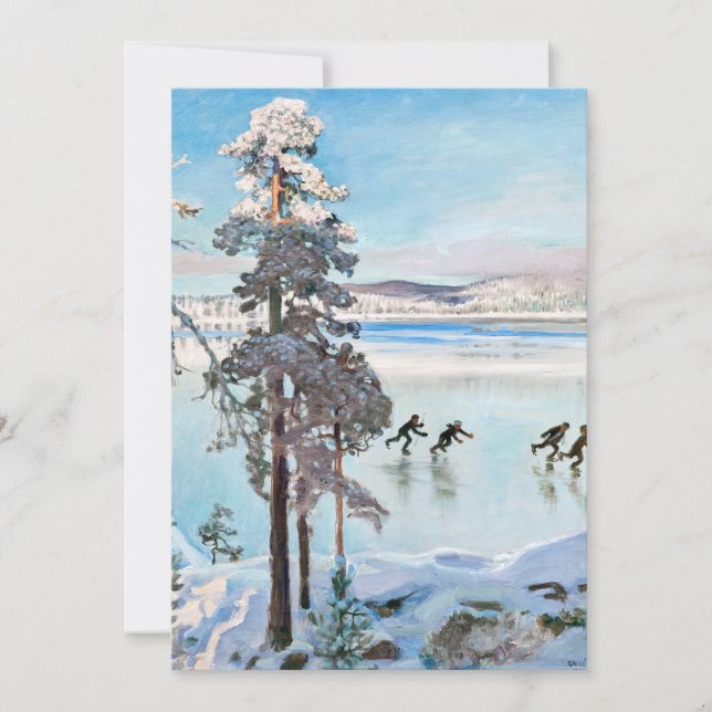 Invitación Akseli Gallen-Kallela - Patinadores cerca de la co (Anverso)