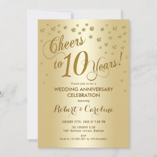 Invitación al 10º Aniversario de Boda en Oro