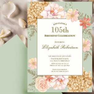 Invitación al 105 cumpleaños Floral de color otoña