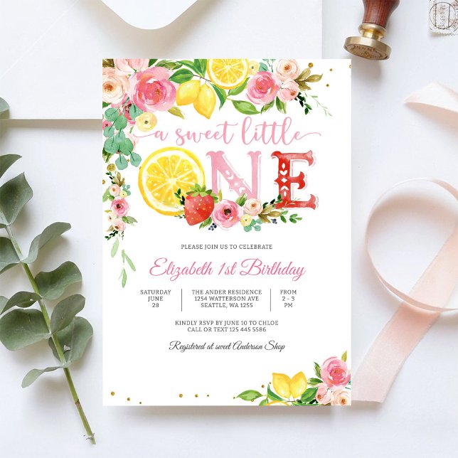 Invitación al 1er Cumpleaños Citrus Floral (Subido por el creador)
