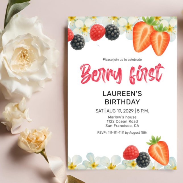 Invitación al 1er Cumpleaños de Berry (Subido por el creador)