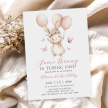 Invitación al 1er cumpleaños de Bunny