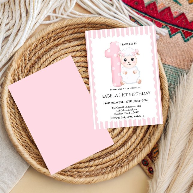 Invitación al 1er Cumpleaños de Corderito Rosa (Subido por el creador)