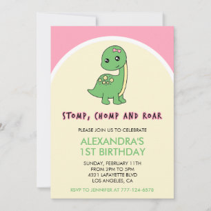 Invitación al 1er cumpleaños de Dinosaurio pisotón