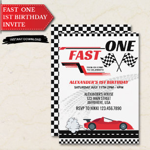 Invitación al 1er Cumpleaños de Fast One Auto de C
