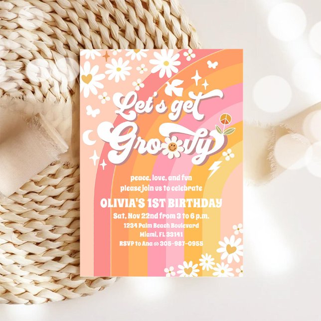 Invitación al 1er Cumpleaños de Groovy Daisy (Subido por el creador)