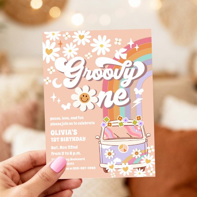 Invitación al 1er Cumpleaños de Groovy Daisy (Subido por el creador)