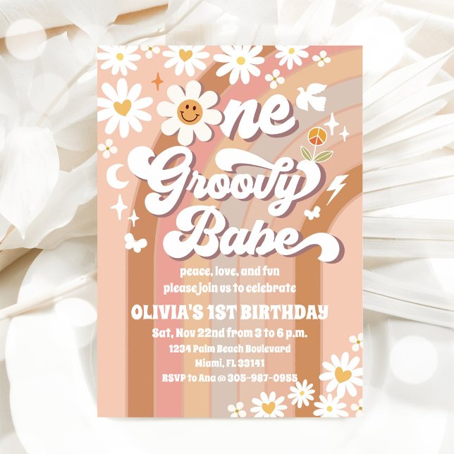Invitación al 1er Cumpleaños de Groovy Daisy (Subido por el creador)