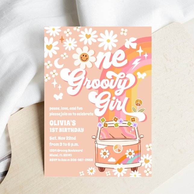 Invitación al 1er Cumpleaños de Groovy Daisy (Subido por el creador)