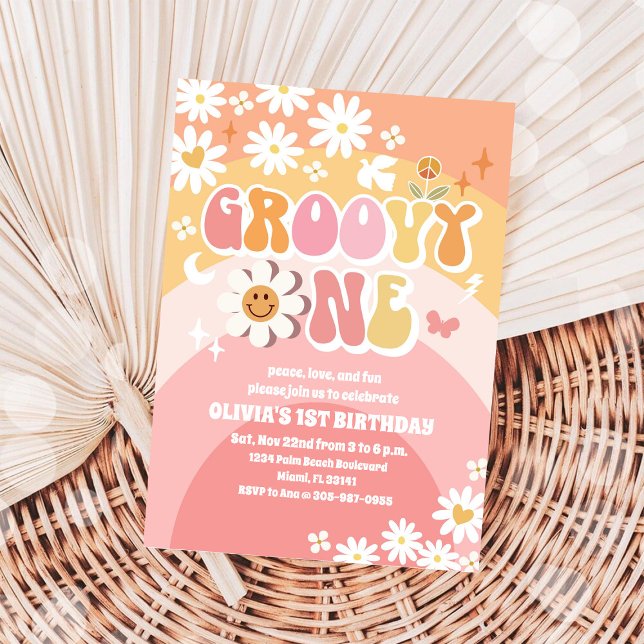 Invitación al 1er Cumpleaños de Groovy Daisy (Subido por el creador)