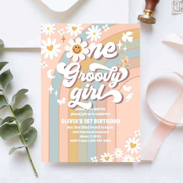 Invitación al 1er Cumpleaños de Groovy Daisy (Subido por el creador)