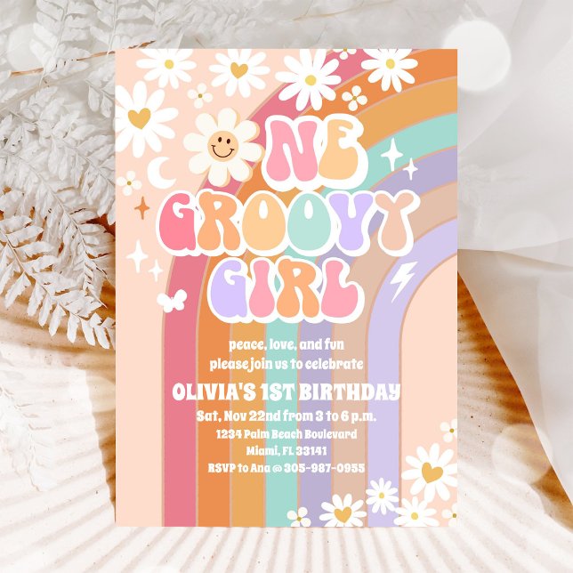 Invitación al 1er Cumpleaños de Groovy Daisy (Subido por el creador)