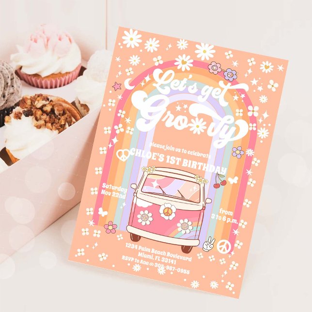 Invitación al 1er Cumpleaños de Groovy Daisy (Subido por el creador)