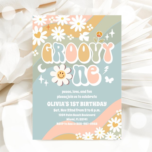Invitación al 1er Cumpleaños de Groovy Daisy (Subido por el creador)
