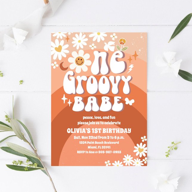 Invitación al 1er Cumpleaños de Groovy Daisy (Subido por el creador)