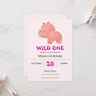 Invitación al 1er Cumpleaños de Hipopótamo Hambrie