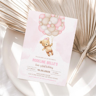 Invitación al 1er Cumpleaños de la Niña del Osito
