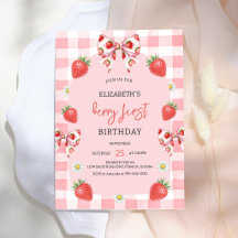 Invitación al 1er cumpleaños de la primera fresa B