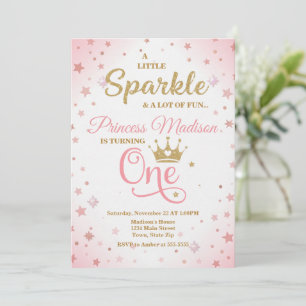 Invitación al 1er cumpleaños de la princesa, rosa