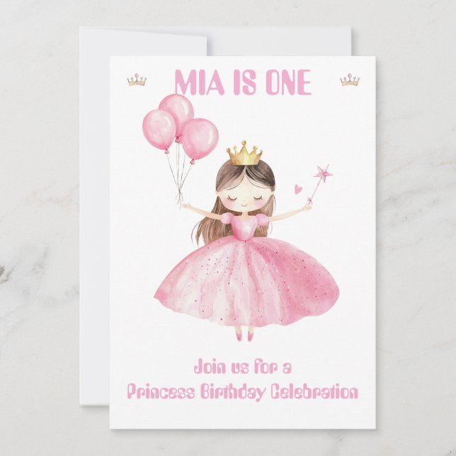 Invitación al 1er Cumpleaños de la Princesita 👑 (Anverso)