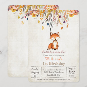 Invitación al 1er cumpleaños de Little Fox Fall